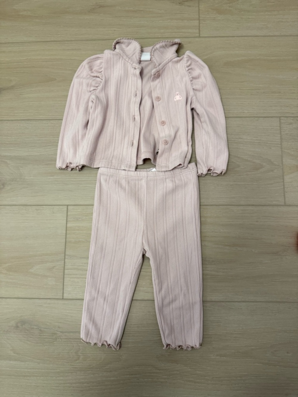 GAP Light Pink Ribbed Cardigan and Pant Set